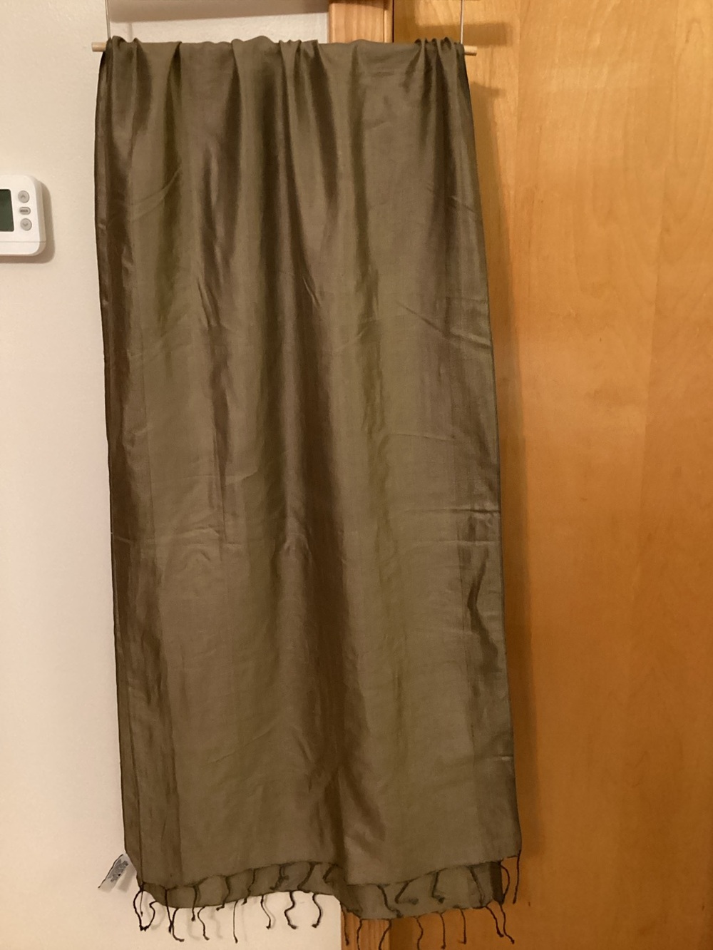 Liz Claiborne Taupe Scarf/Wrap - 80” x 20 1/2” with 2 1/4” Fringe